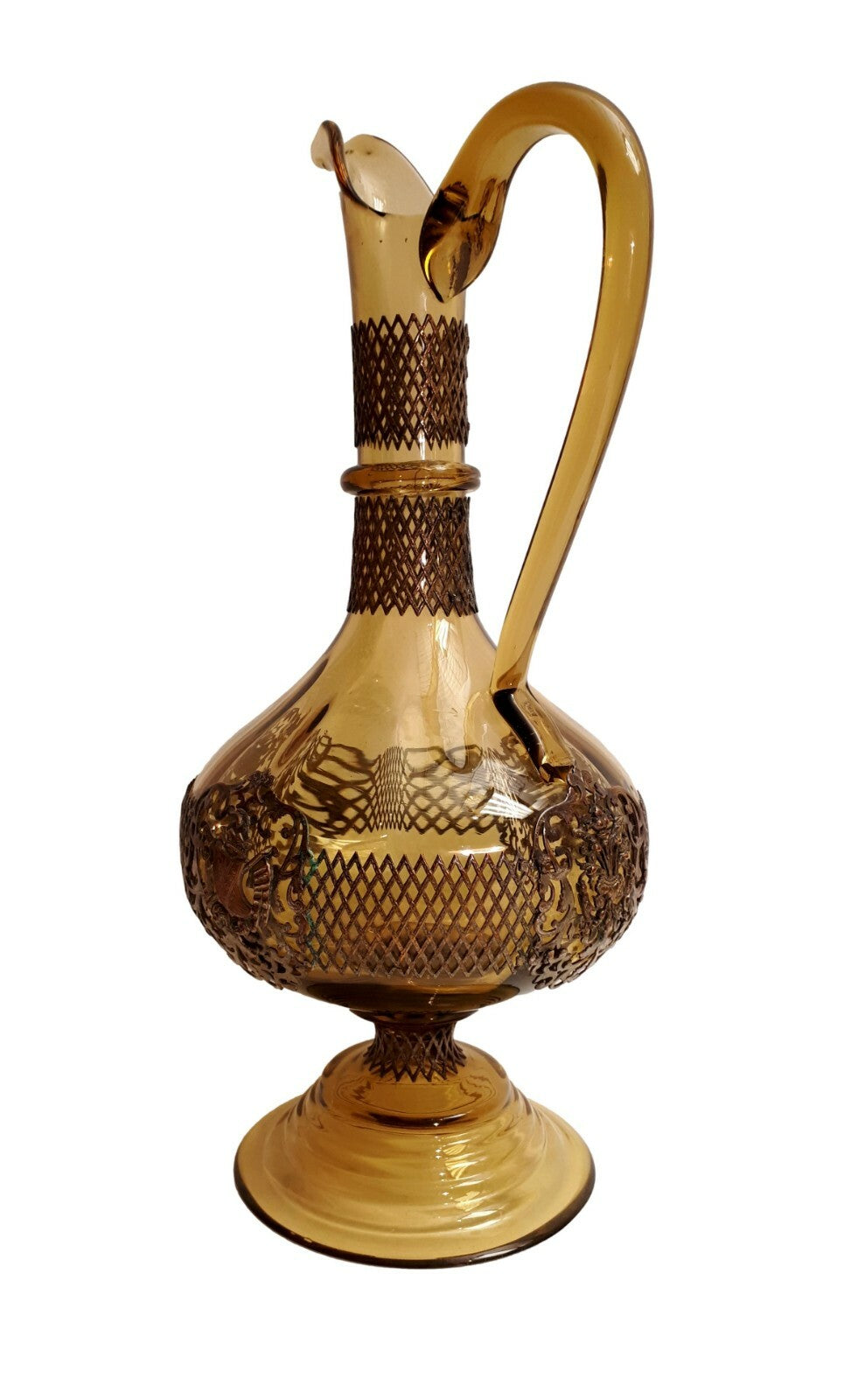 Karaffe - Glaskaraffe mit Metallmontierung - um 1880/90 - Heraldik Ornamente7