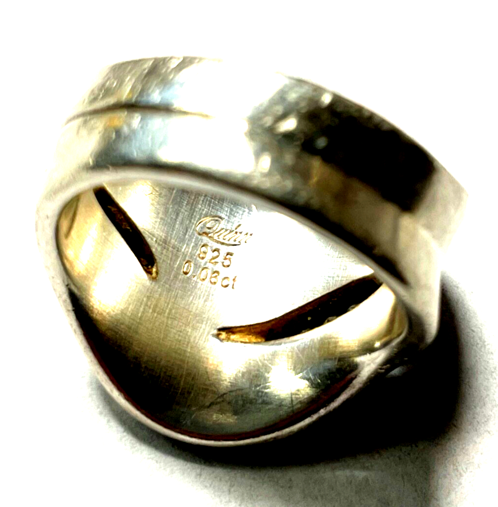 Massiver 925 Silber Designer Ring QUINN mit 3 Brillanten 0,06 ct RG 55 Ø 17,5 mm1