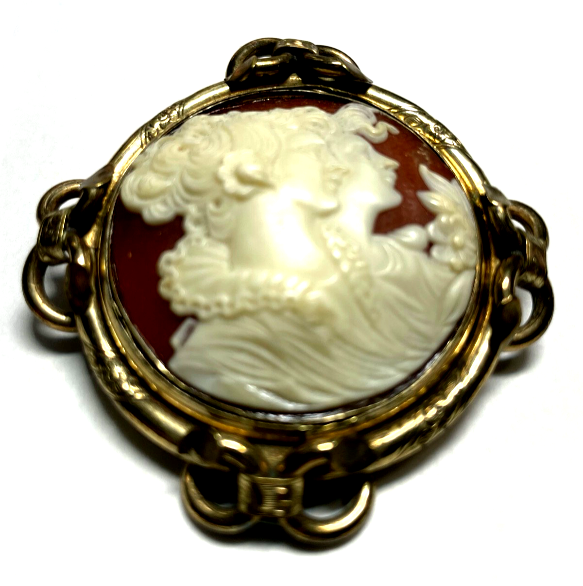 Antik Mega gr. Anstecknadel Brosche / Anhänger drehbar 2 Motive Golddouble7