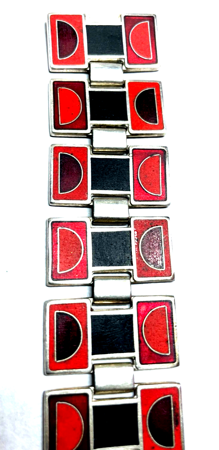 Vintage Schibensky Design Emaille Armband Topzustand Modernist L  17,5 cm B 28mm3