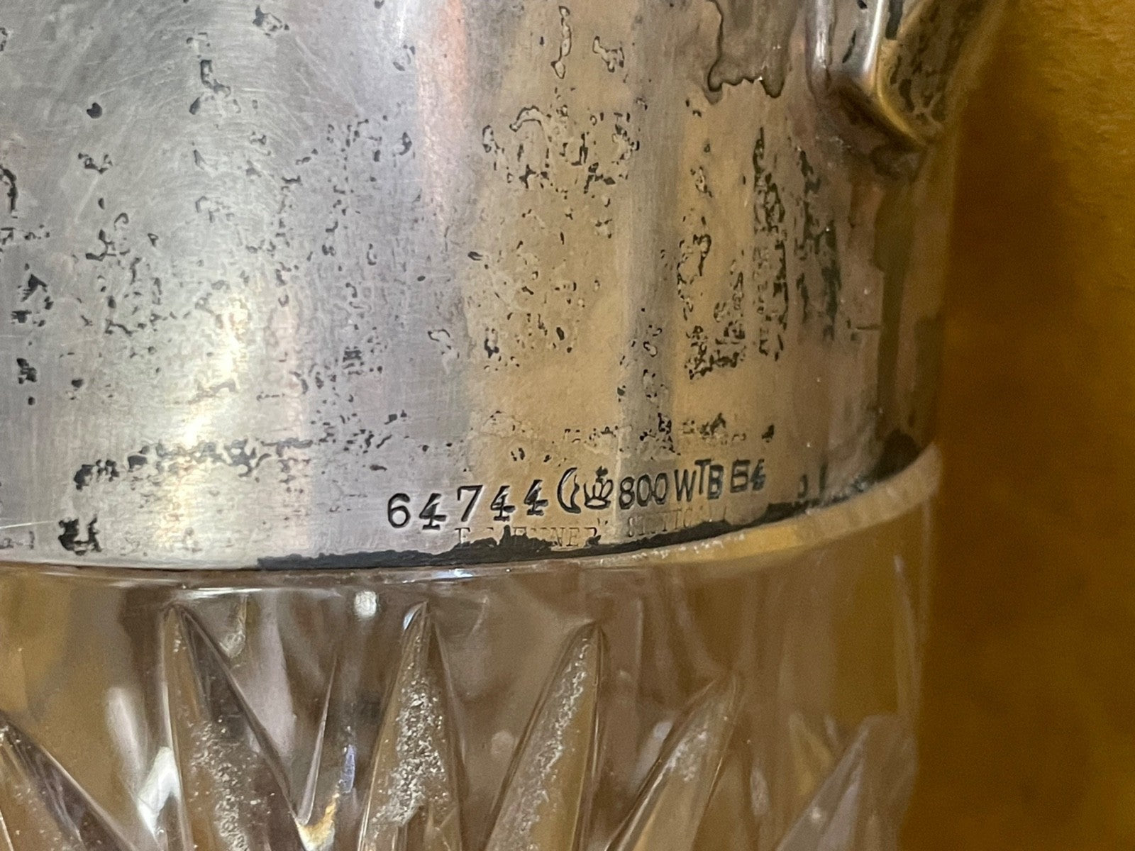 Mega groß antik Bleikristall Krug 800 Silbermontur H 34,5 cm Stuttgart 1910/205