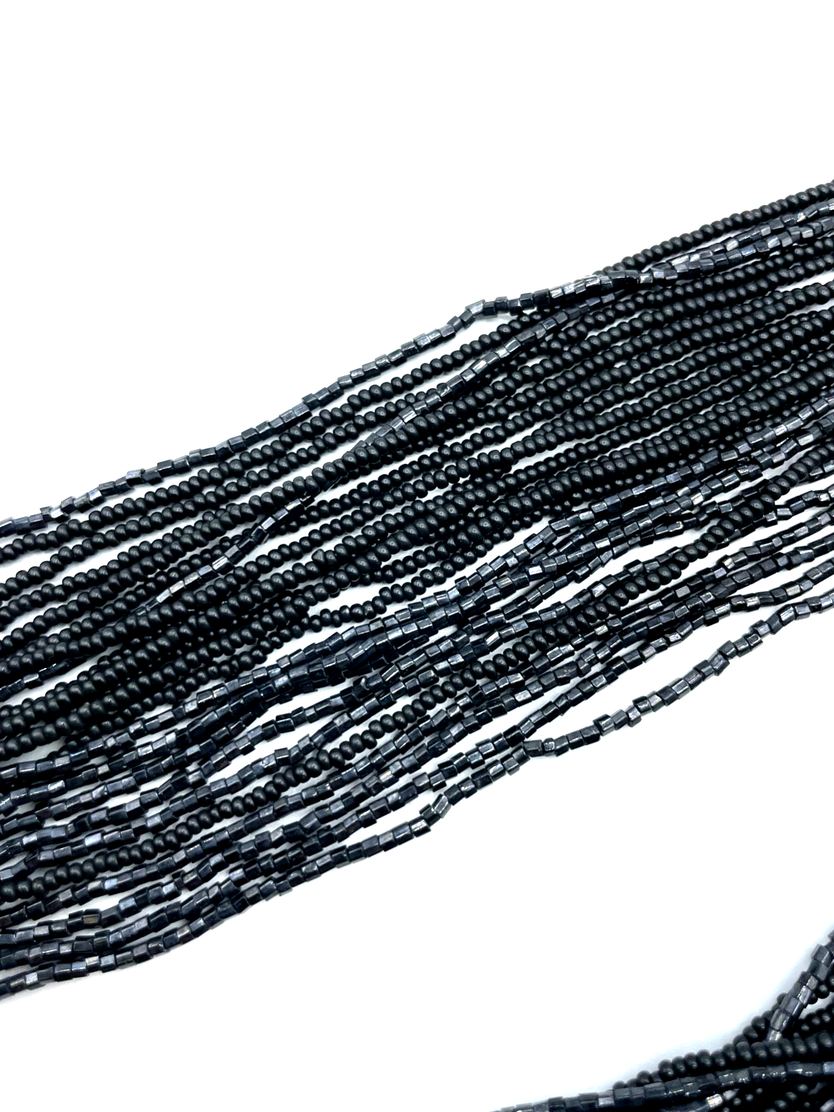 Attraktive 23 reihige schwarze Glas Perlen Kette 76 cm Ethno Stil Handarbeit6