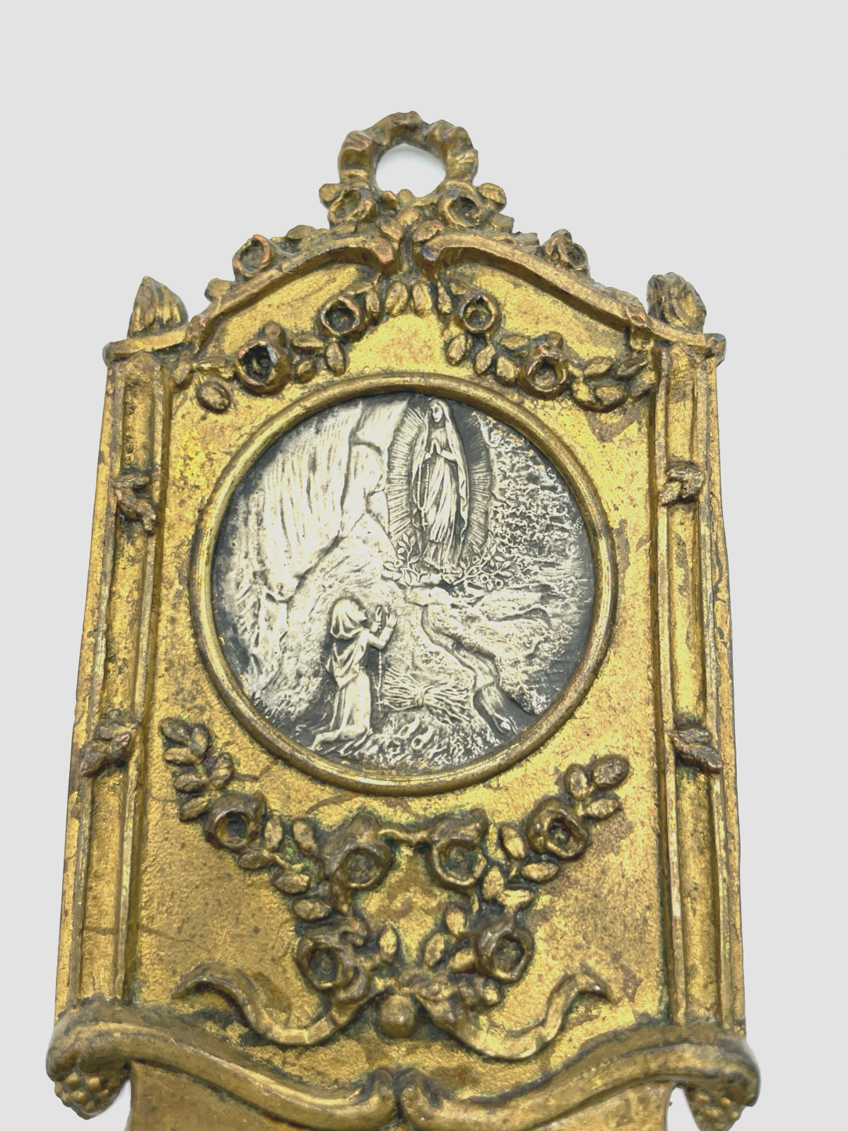 Antik Weihwasserkessel für Wand um 1880 Lourdes Pilger Souvenir Historismus1
