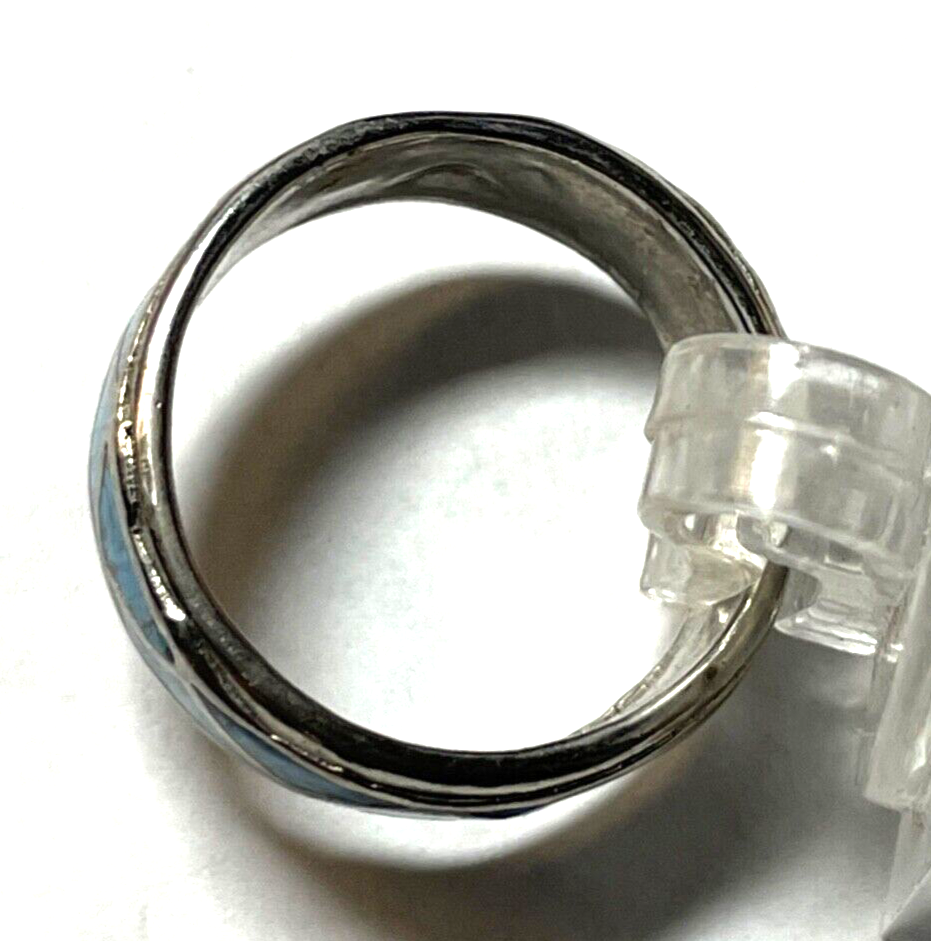 Aparter vintage unisex Bandring 925 Silber Ring mit Türkis Mosaik Ø 17,5mm RG 558