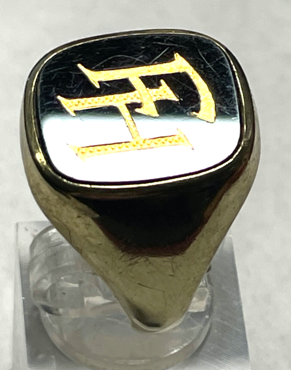 333 Gold 8 K Herrenring Ring Siegelring Onyx Initialen FH o HF  Ø 20,5 mm RG 658