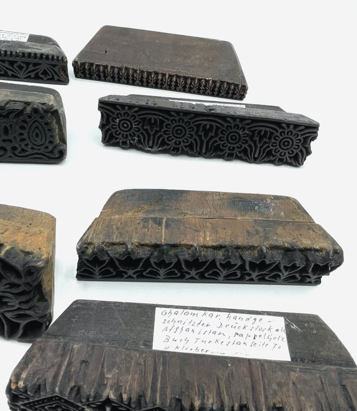 8x antik Druckstempel Druckstock Stoffstempel mit Provenienz aus Sammlung9