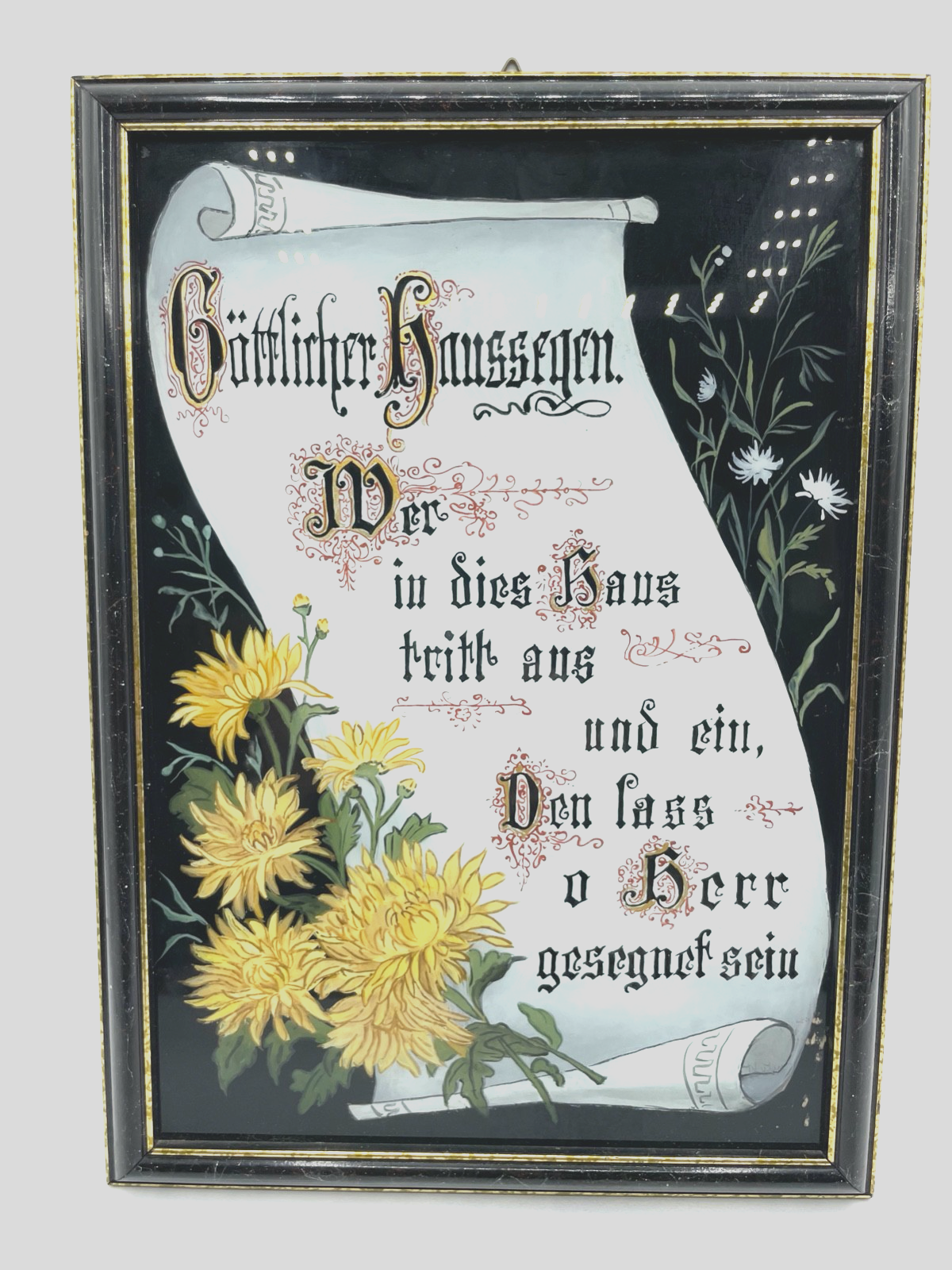 Hinterglasbild Handarbeit Hinterglas Malerei christlich Segen Spruch 32,5 x 23,51