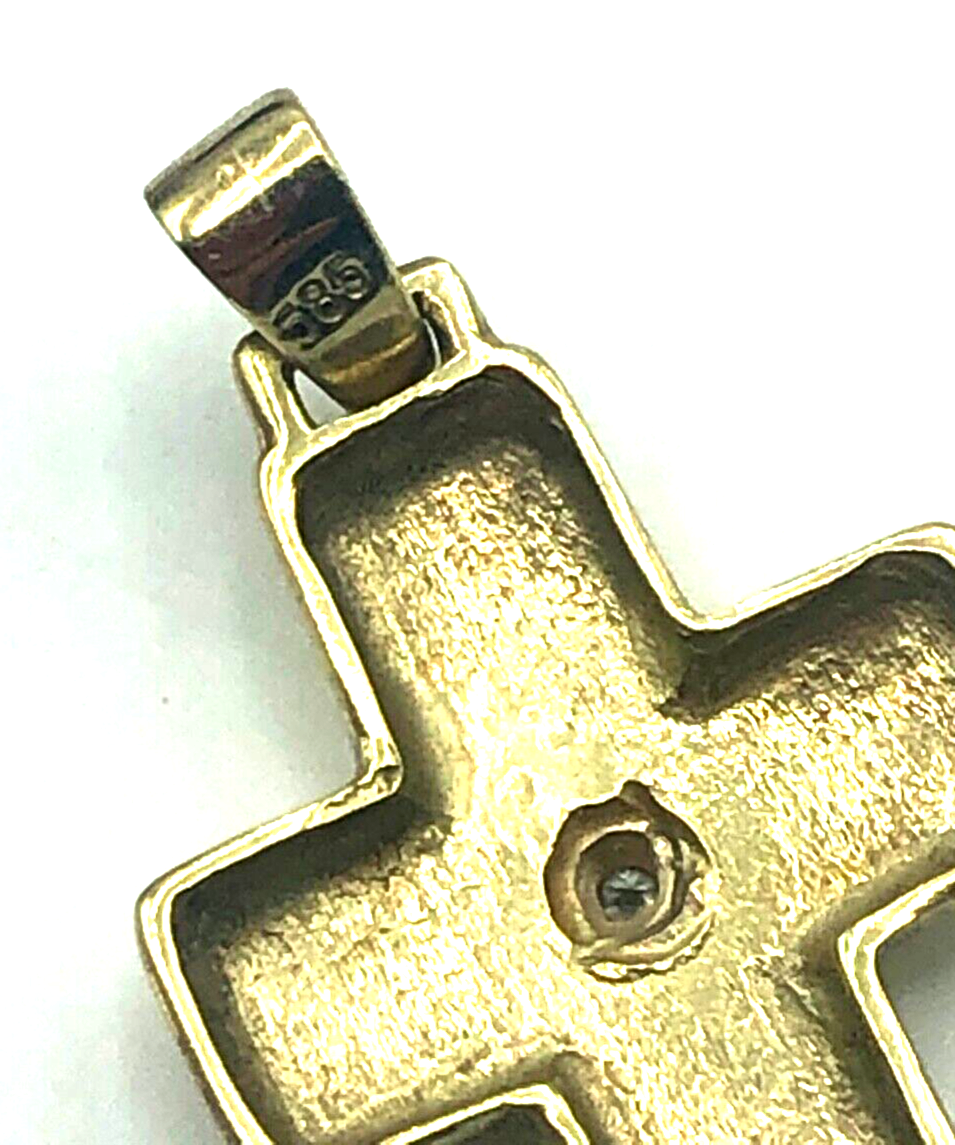 585 Gold 14 K Gelbgold Anhänger Kreuz mit kl. Brillant 0,02 Kruzifix Juwelier5
