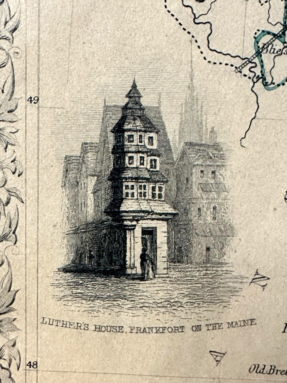 Landkarte Germany Deutschland 1853 - Stahlstich mit Städteansichten - J. Rapkin7