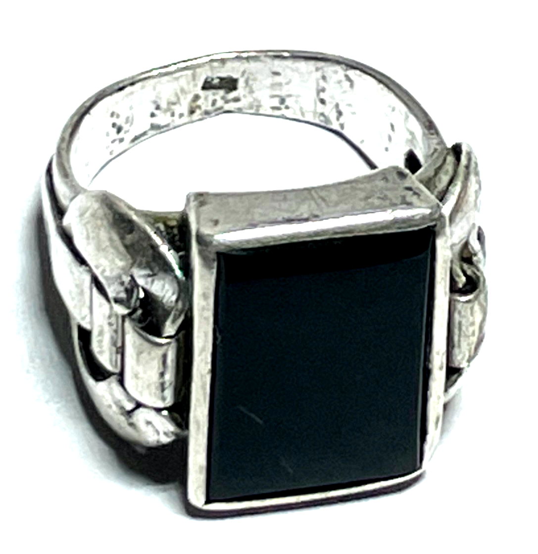 Antik 835 Silber Herrenring Ring Siegelring Onyx ohne Initialen RG 61 Handarbeit1