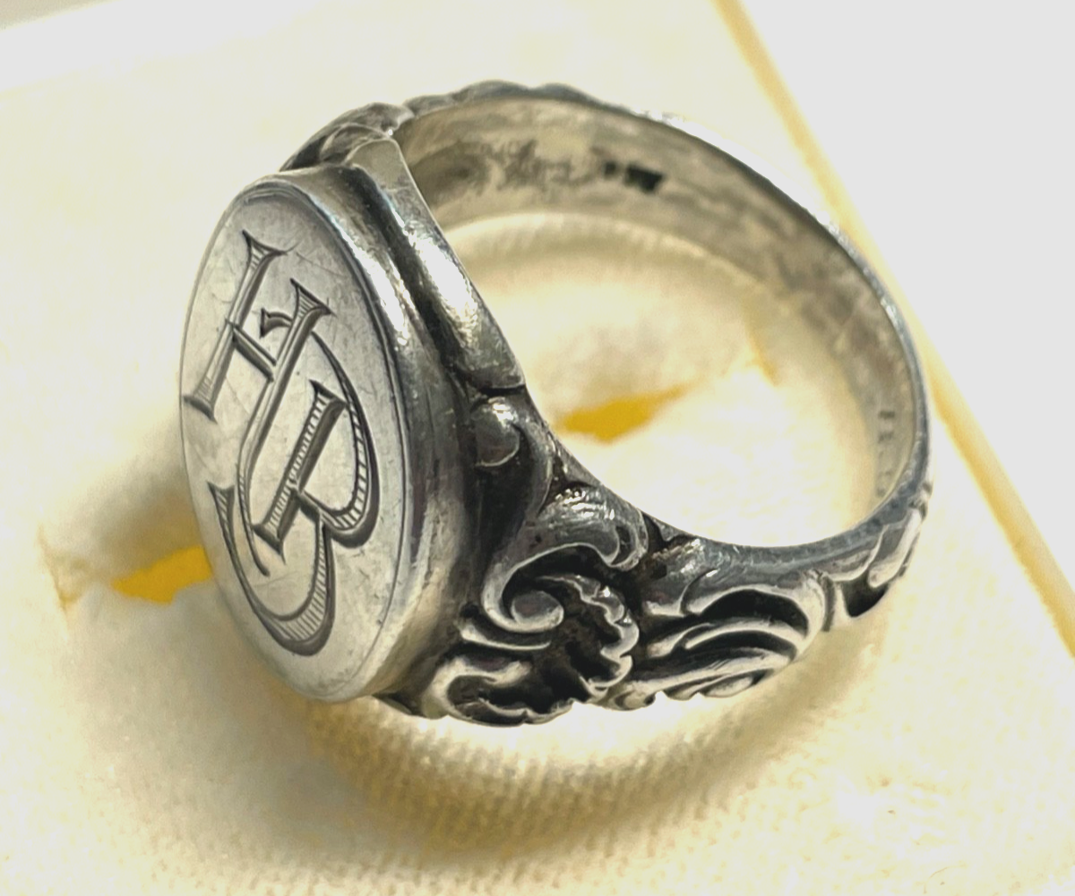 Antik 835 Silber Herrenring Ring Siegelring Initialen HB o BH RG 64 Handarbeit4