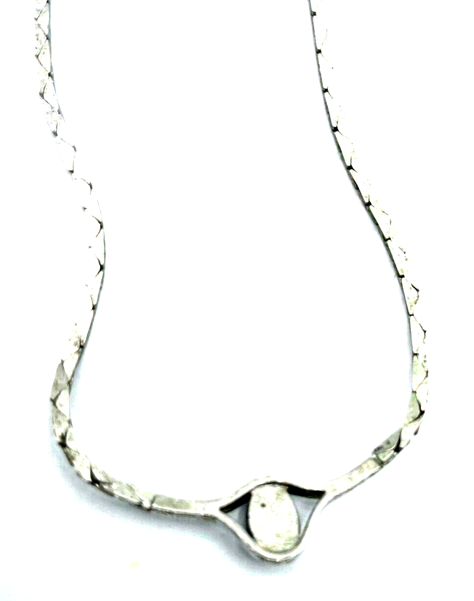 Vintage TEKA Design 925 Silber Kette Sterling Collier 70er J mit Onyx gepfl.6