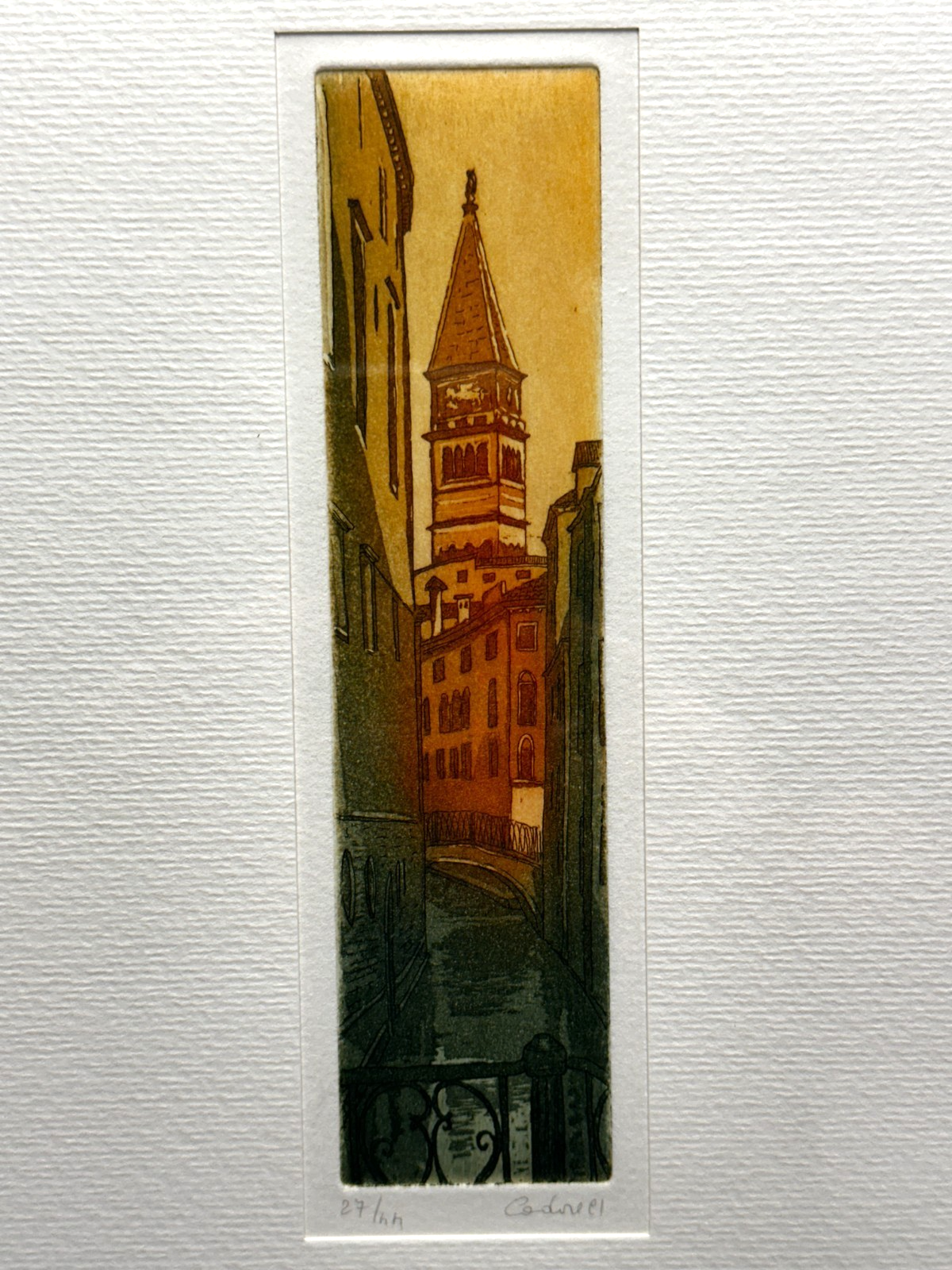 Cadore - 1991 Farbradierung Venedig Campanile/Kanal – 27/44 nummeriert – Rahmen1