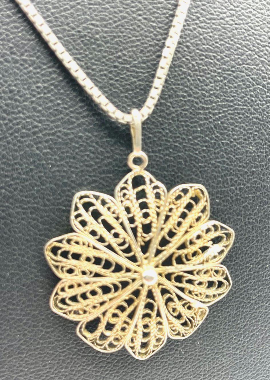 Eleganter kleiner vintage 835 Silber Filigransilber  Anhänger + Venezianer Kette4