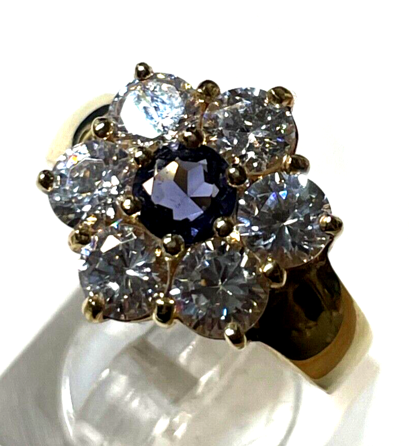 925 Silber Ring vergoldet Silberring üppig Zirkonia Amethyst Lila Ø 19 mm RG 602