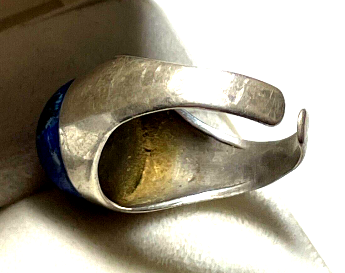 70erJ 835 Silber Ring Lapislazuli Kugel offene Ringschiene vintage Handarbeit4