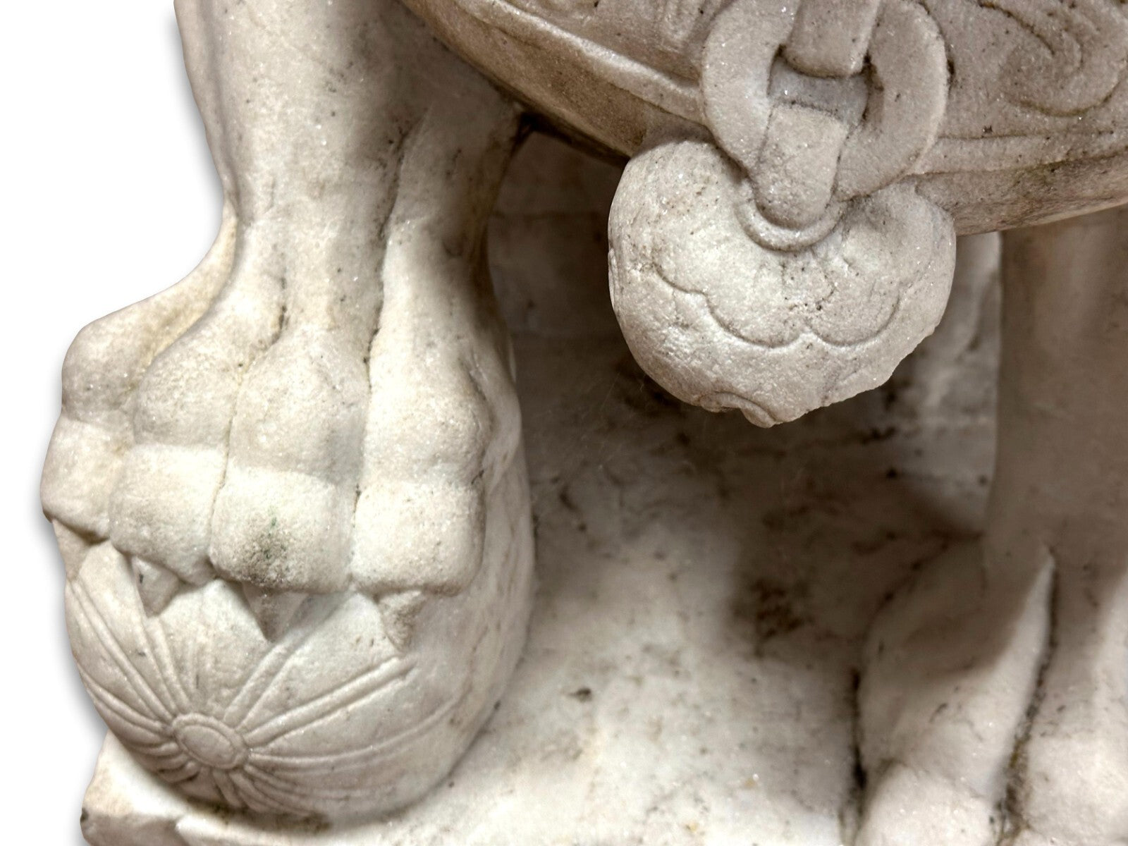 Paar Wächterlöwen - Foo-Hunde Skulptur - China 20. Jhd - weißer Marmor6