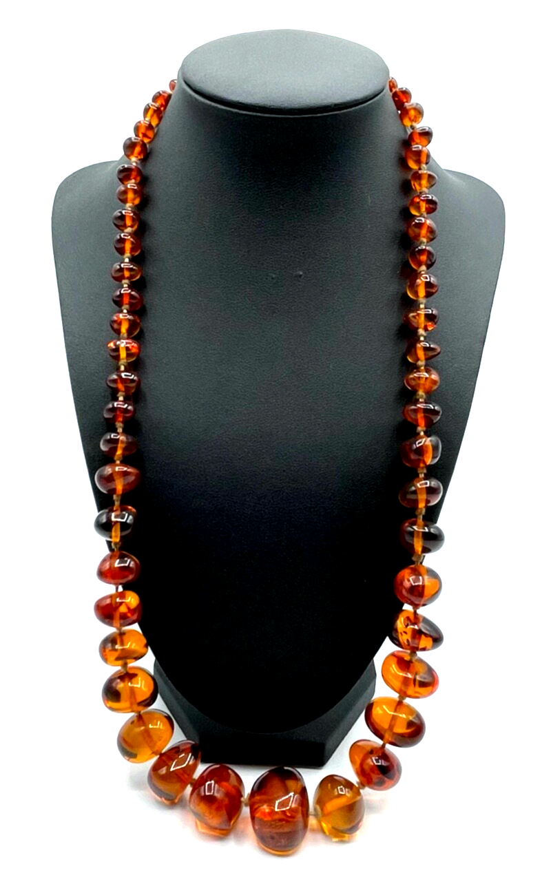 Vintage stattliche Bernstein Kette im Verlauf amber necklace 50 Gramm L 65 cm0