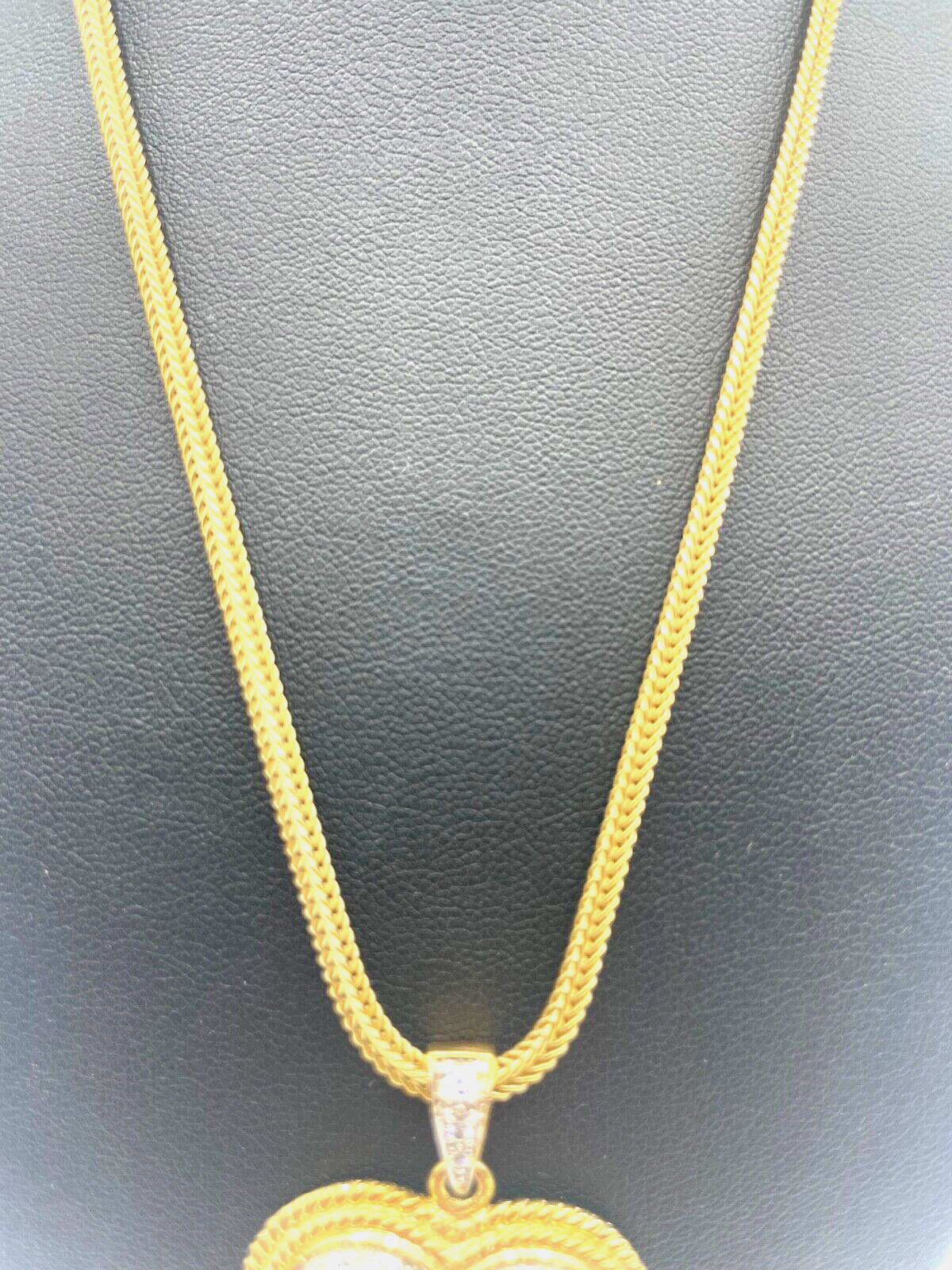 925 Silber Fuchsschwanz Kette  prächtiger Herz Anhänger Zirkonia vergoldet neuw.4