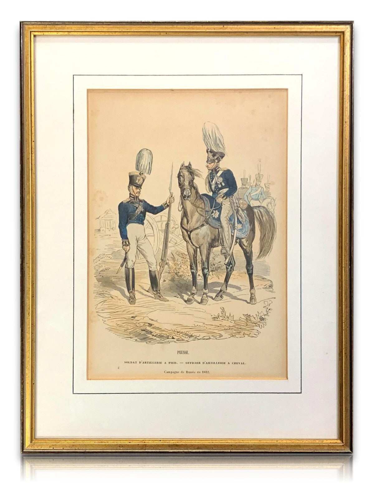 René Louis DEMORAINE - Stahlstich koloriert - Preußische Artillerie Uniform 18120