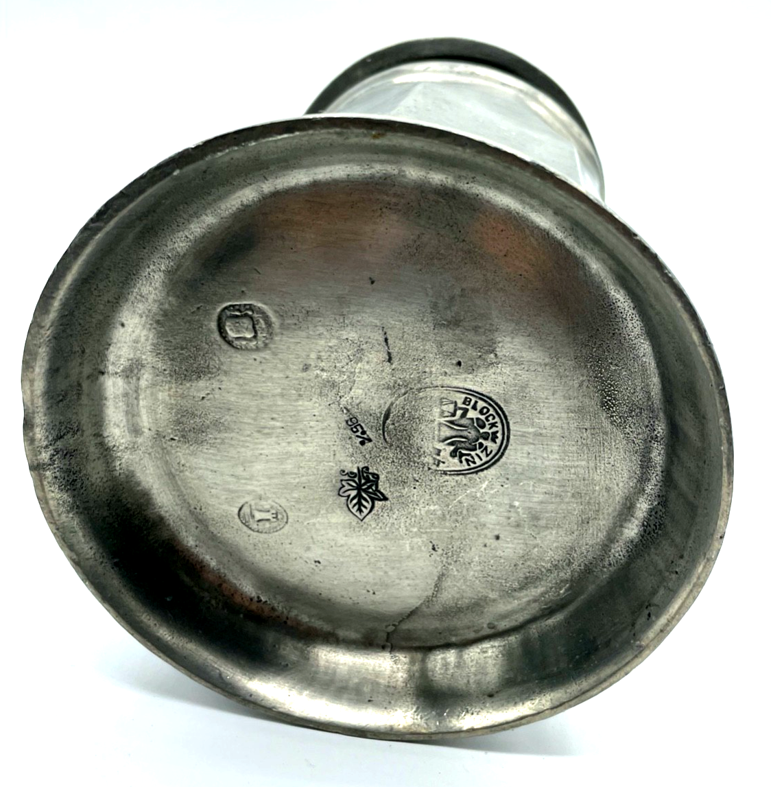 Vintage großer * Block Zin * Zinn Krug Deckelkrug Bierkrug Bier Humpen dekorativ6