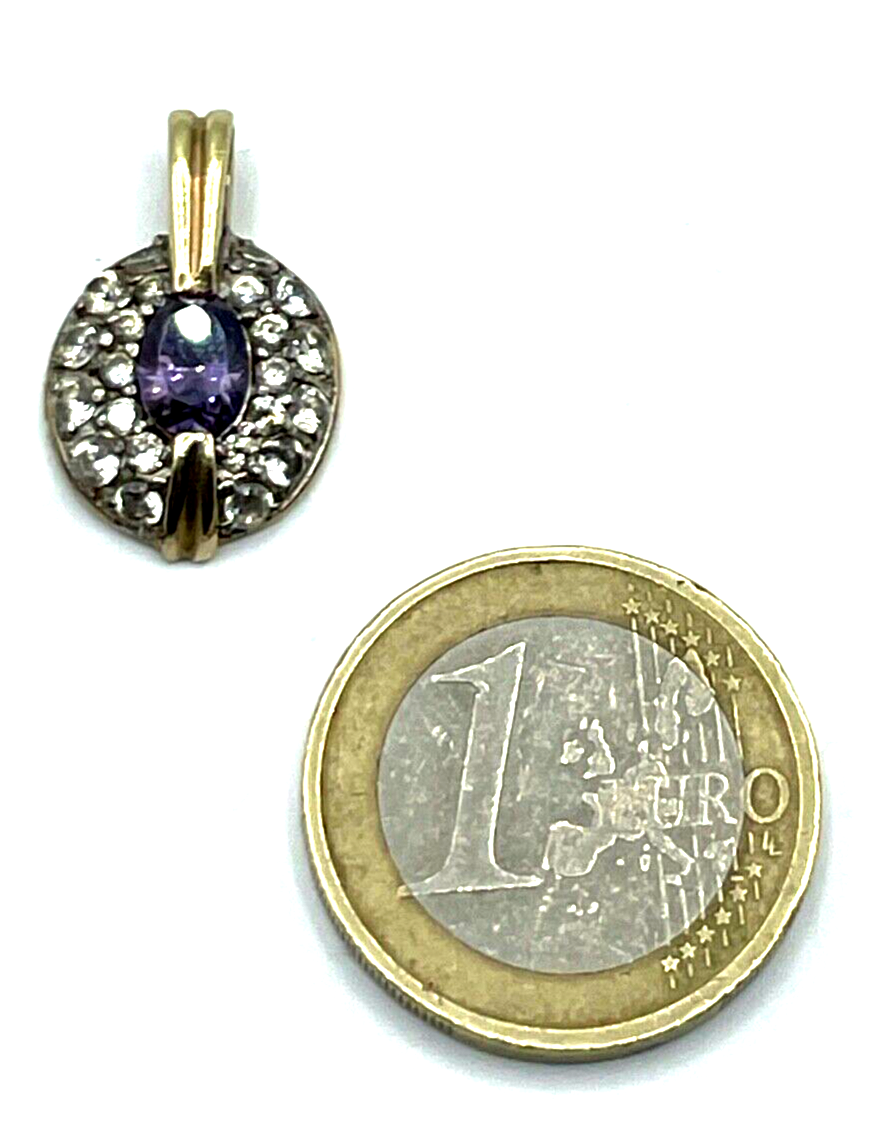 925 Silber vergoldet graziler klassischer Anhänger Amethyst Zirkonia sehr gepfl.5