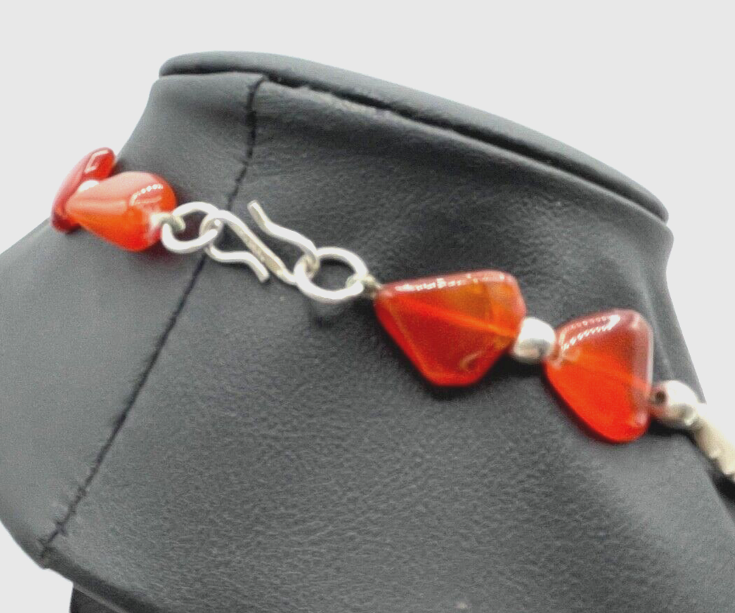 Aparte Ethno Edelstein Kette Collier Karneol mit 925 Silber L 52 cm ungetragen2