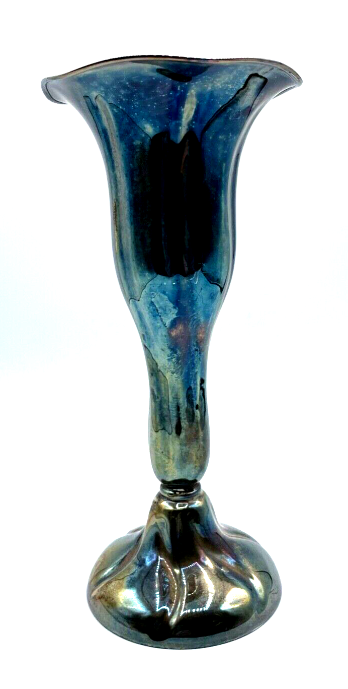 Antik 835 Silber Vase formschöner Kelch Halbmond Krone Löwe Punzen H 24 cm topp1