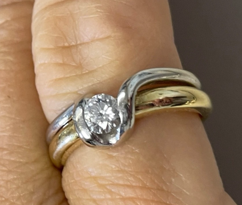 750 Gold 18 K Ring Solitär Brillant 0,5ct bicolor solide Juwelier Qualität RG 544