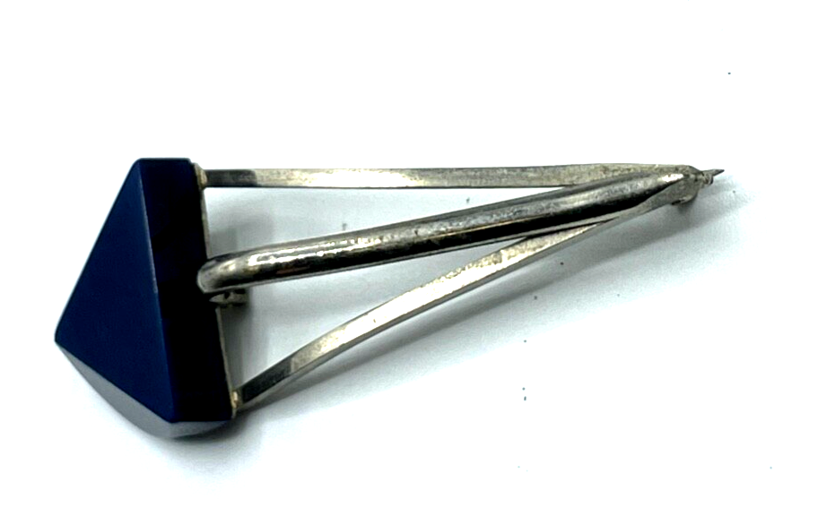 Art Déco blaue Bakelit Galalith Brosche Anstecknadel wie Lapislazuli 30er J3