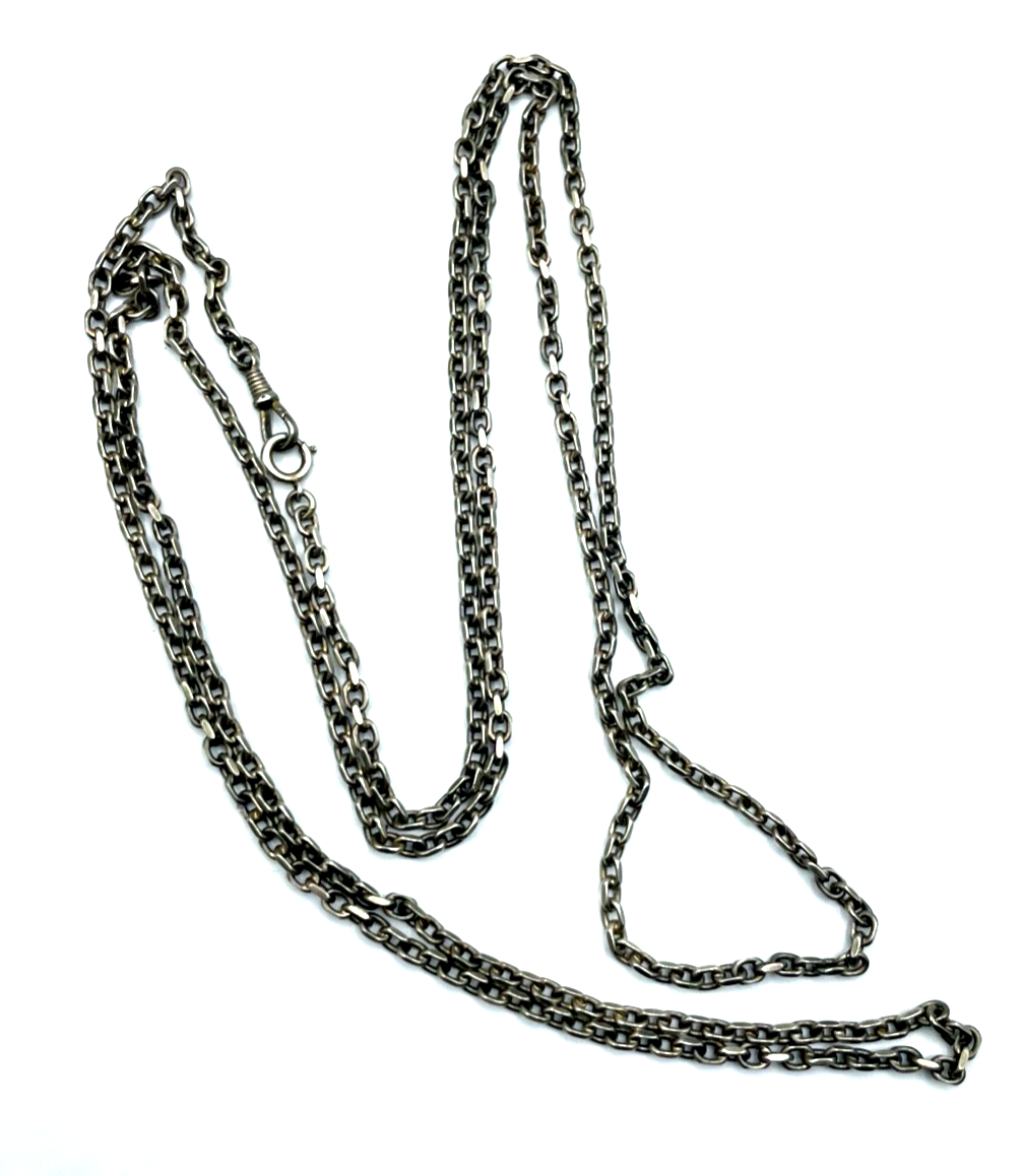 Antik massive 800 Silber TUK L 151 cm B 4 mm Taschenuhrkette 66,38 Gramm gepfl.1