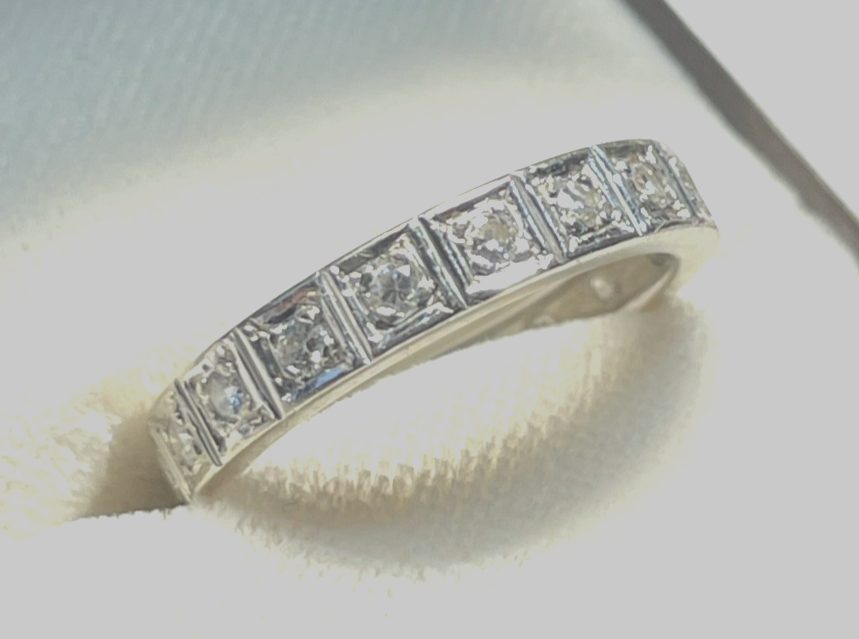 Solider Weißgold 585 Gold 14 K Ring Memoire Brillanten 1,0ct. Ø 16,5 mm RG 521