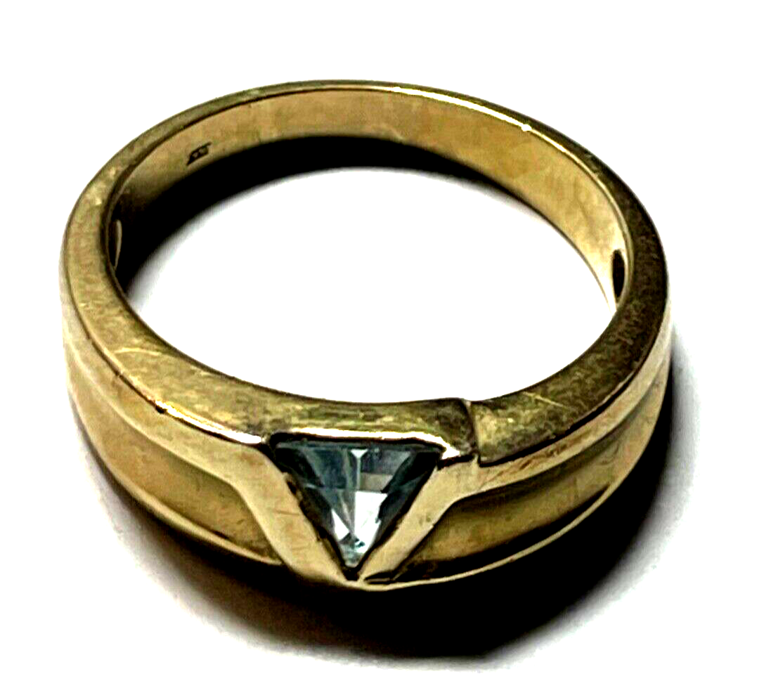 Modernes Design 333 Gold 8 K Ring mit Blautopas Ø 18mm RG 57 Juwelier gepflegt0