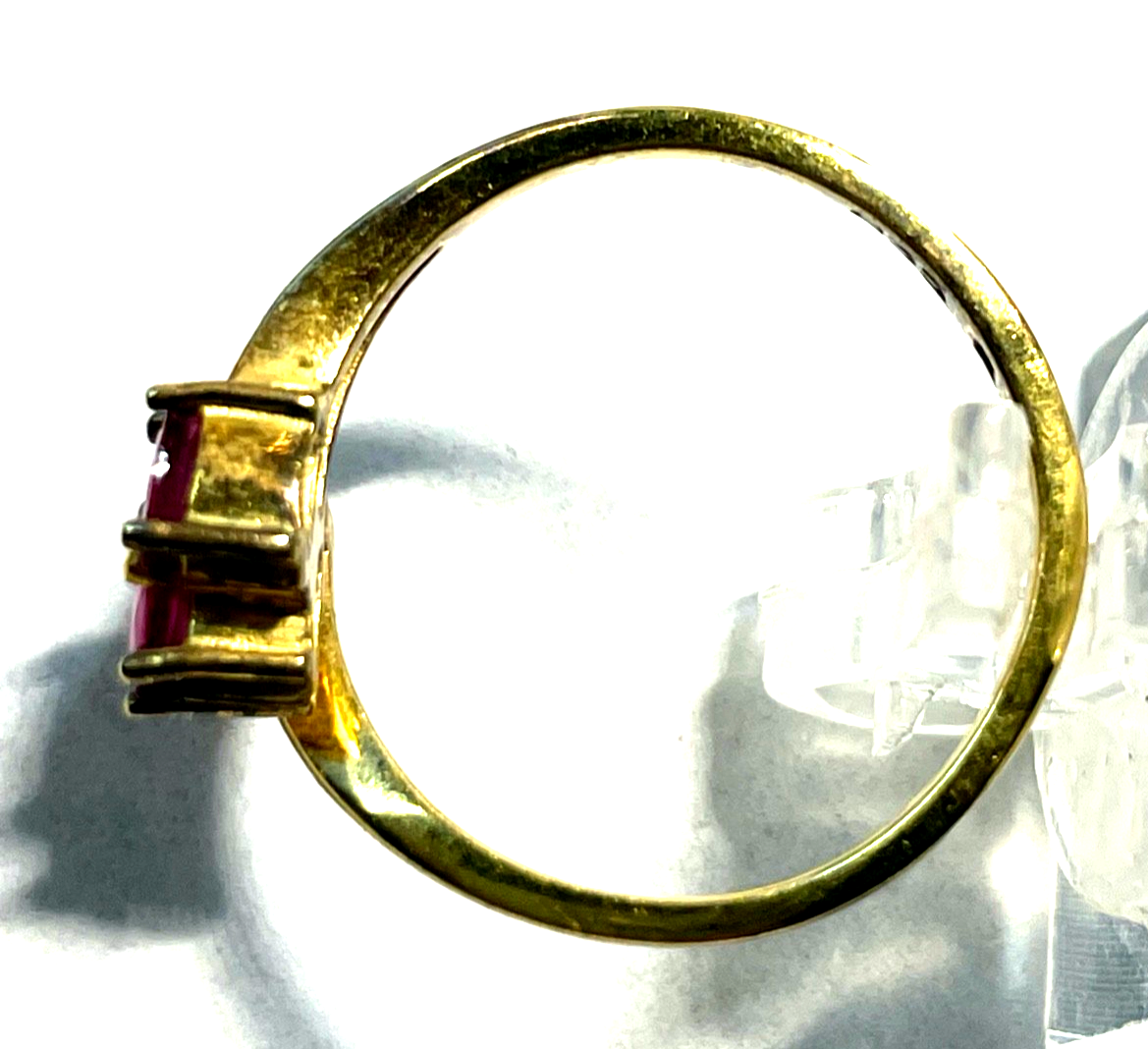 Vintage eleganter 835 Silber Ring vergoldet Ø 17,5 mm RG 55 mit Rubin Weißtopas6