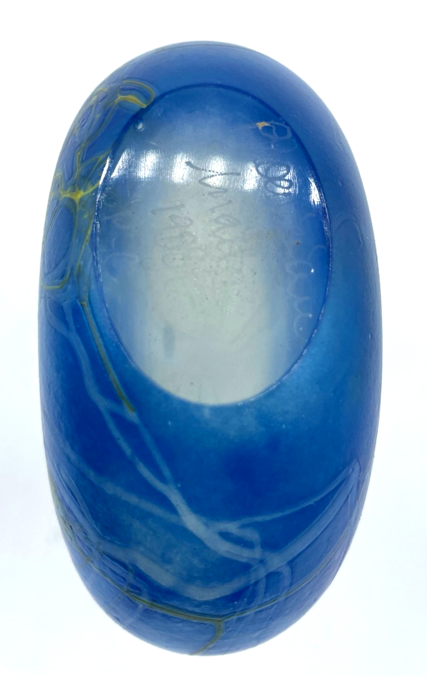 Aparte Phoenician Glass signierte Glaskunst Vase Malta 1988 P.C. H 13,5 B 12 cm5