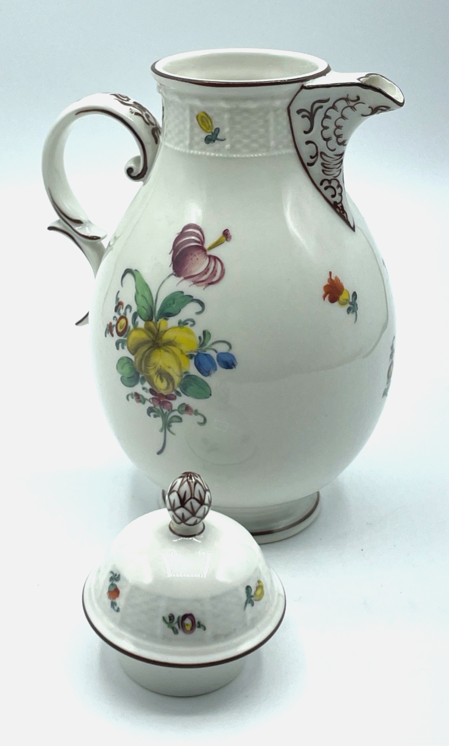 Antik Nymphenburg Porzellan Kanne Mokkakanne Handbemalt H 19,5 cm9