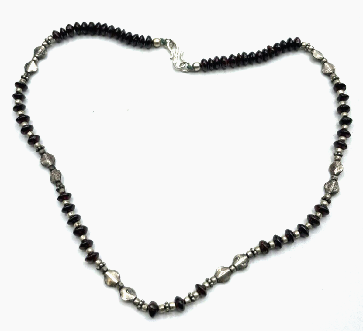 Elegante Ethno Edelstein Kette Collier Granat mit 925 Silber L 45 cm ungetragen4