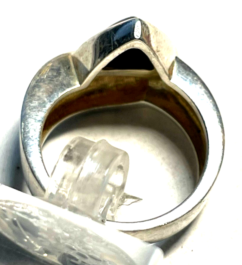 Solider 925 Silber Ring Onyx Handarbeit Silberschmiede RG 51 Ø 16,2 mm gebürstet6