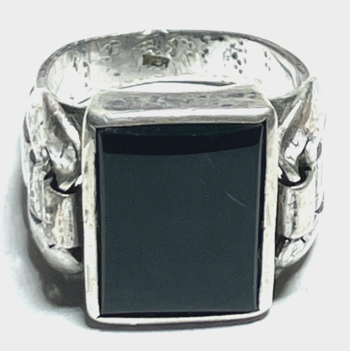 Antik 835 Silber Herrenring Ring Siegelring Onyx ohne Initialen RG 61 Handarbeit4