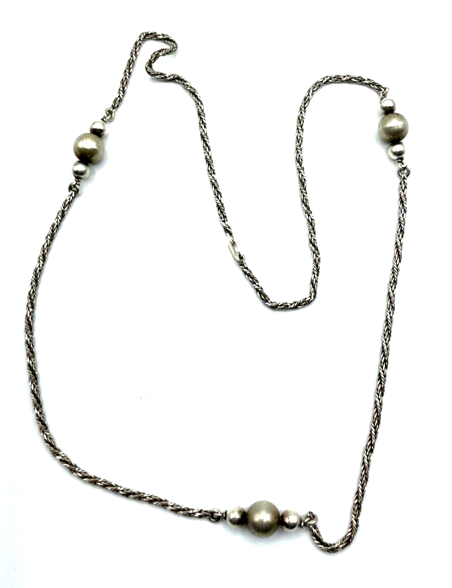 Vintage 800 Silber Kette gedreht + Kugel Design Italy 70erJ L 65 cm 20 Gramm4