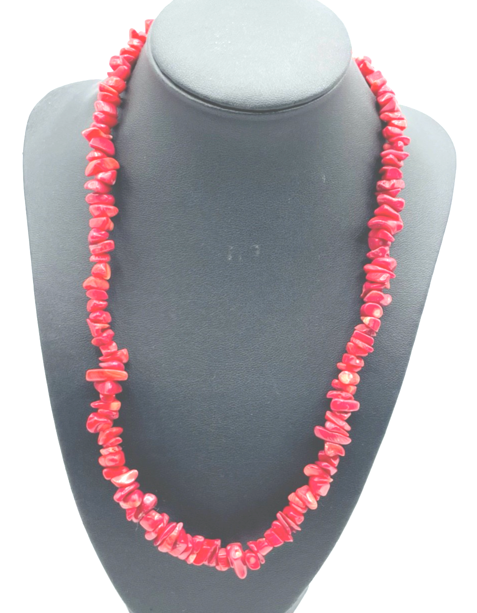Vintage Korallenkette Stäbchen Koralle Collier L 51 cm knallrot B ca. 10 mm0