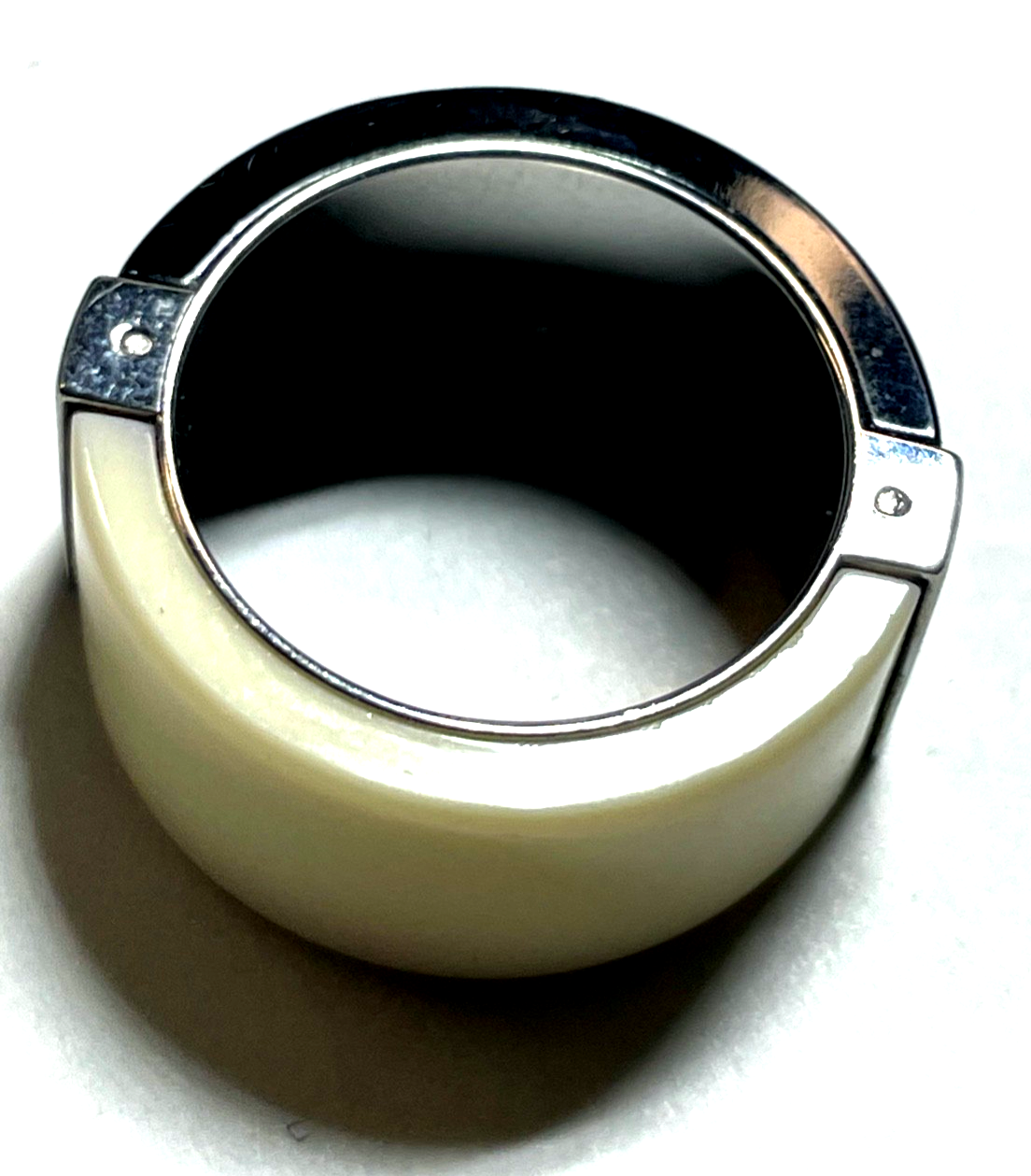 Michael Kors Steel Ring mit Schwarz/Elfenbein farbigem Einsatz RG 53 Ø 17 mm7