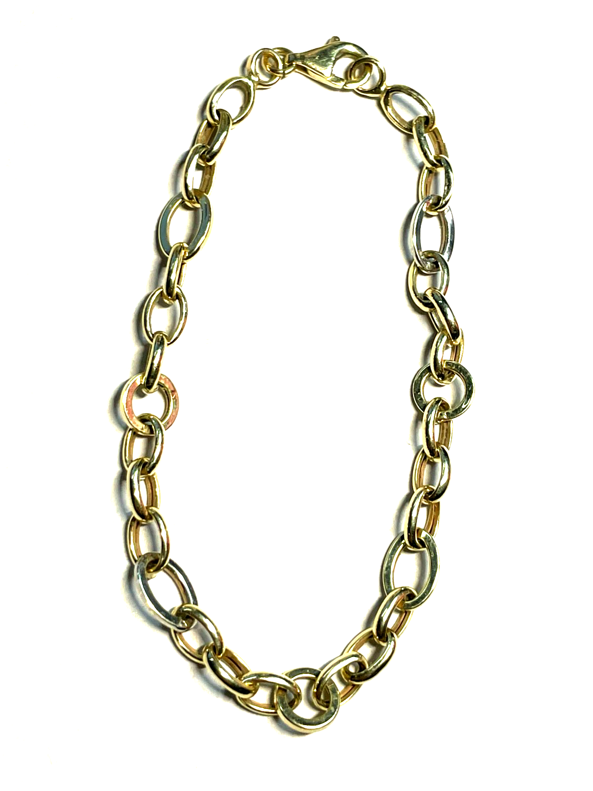 585 Gold 14 K Gold Armband Armkette Bettelarmband bicolor L 20 cm B 6 mm2