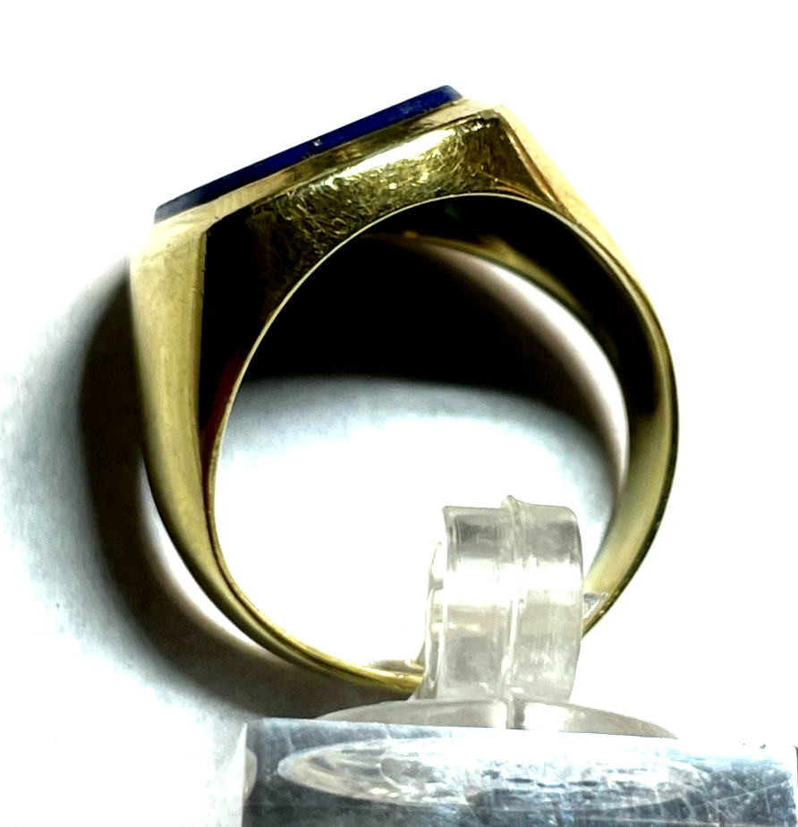 585 Gold 14 K Herrenring Ring Siegelring Lapislazuli Tafel Ø 20 mm RG 63 klassik6