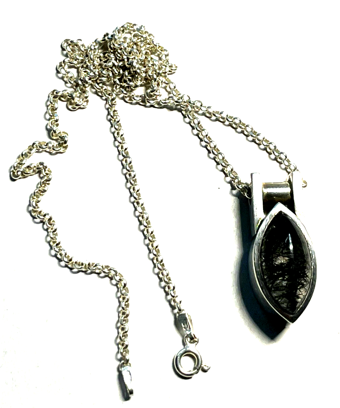 50 cm lange 925 Silber Erbskette mit massiv Sterling Rutilquarz Anhänger modern5