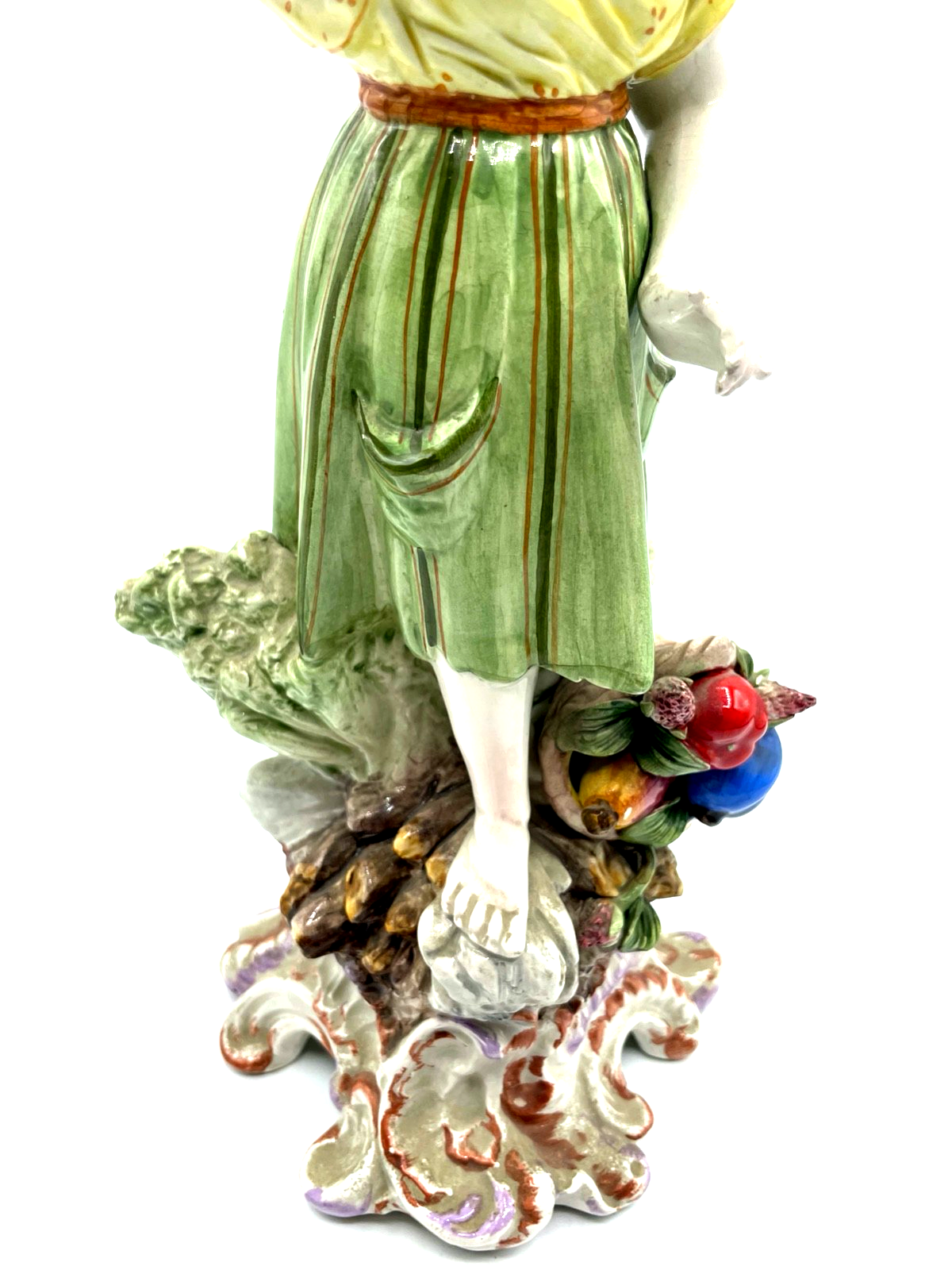 Antik große Porzellan Figur handbemalt aus Italien H 31,5 cm Mädchen Obstkorb2