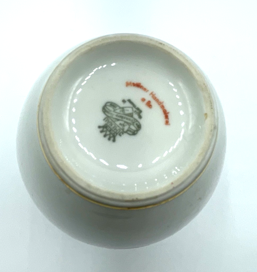 30er J Ilmenau Graf von Henneberg Porzellan Vase roter Drache Goldrand H 12 cm6