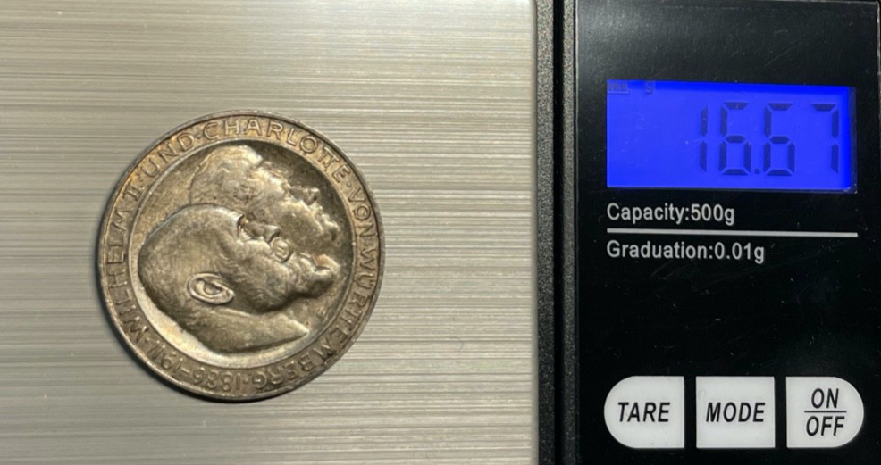 Drei Mark Deutsches Reich 1911 F Wilhelm II Charlotte von Württemberg 900 Silber5
