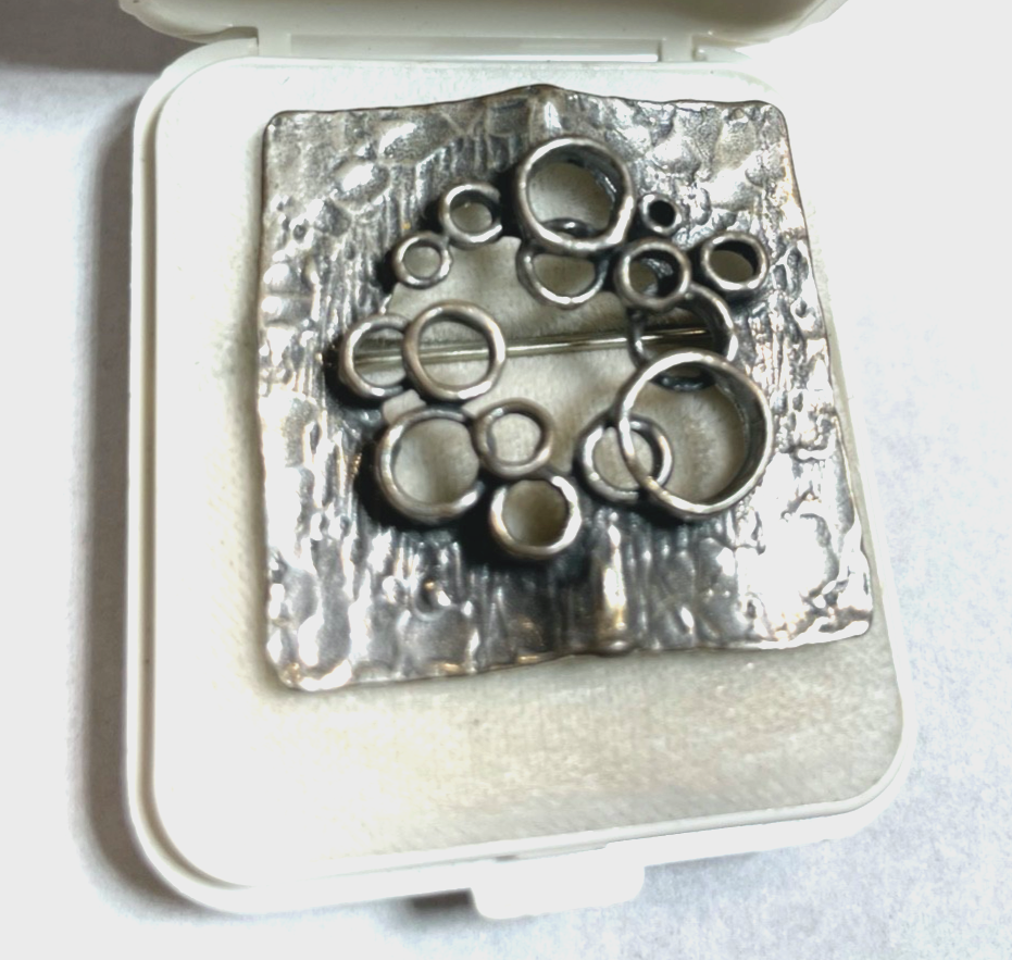 Vintage TK Theodor Klotz Designer Brosche Modernist 925 Silber Handarbeit 70erJ1