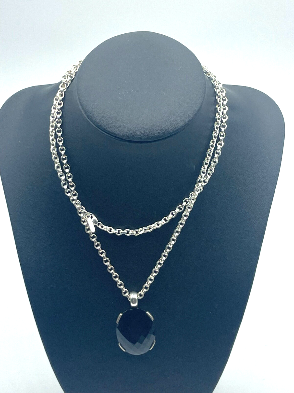 Original Thomas Sabo massive 70 cm lange Kette mit gr. Onyx Anhänger L 36 mm6